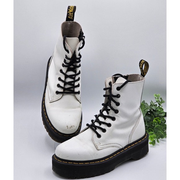 Dr. Martens Jadon Platform Boots Women's US 6 White Leather Combat Goth Grunge‎ - Picture 1 of 11